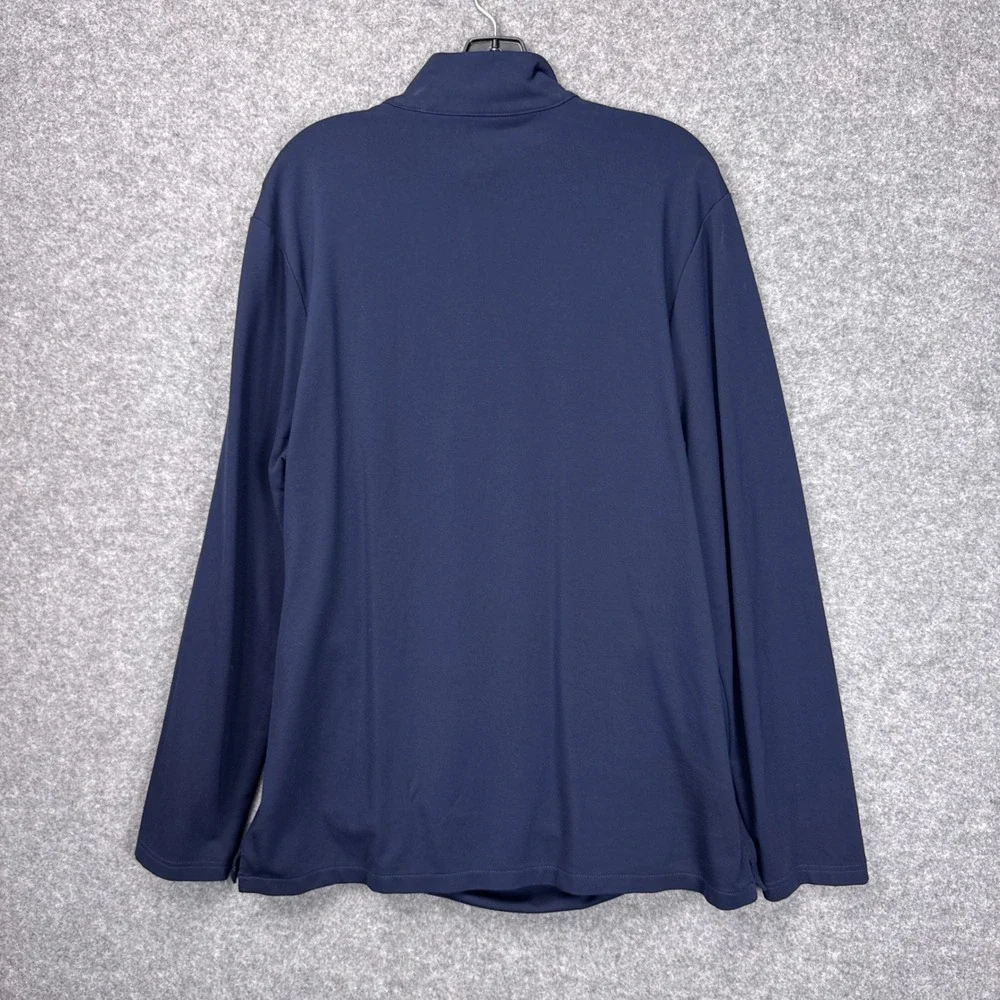 Cuts Pullover Quarter Zip XXL Navy Blue Viscose Blend Stretch Business Casual